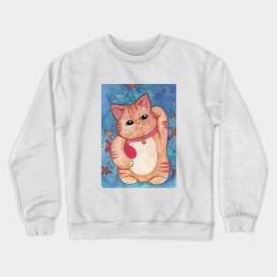 Orange Tabby Lucky Cat Crewneck Sweatshirt